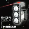 New LED portable light, multi-functional USB charging long-range searchlight, battery level display, red light warning flashlight details Picture